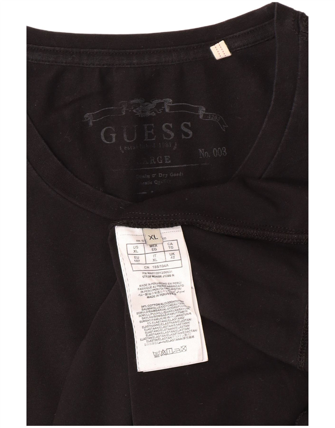 GUESS Haut Homme Manches Longues XL Noir Coton