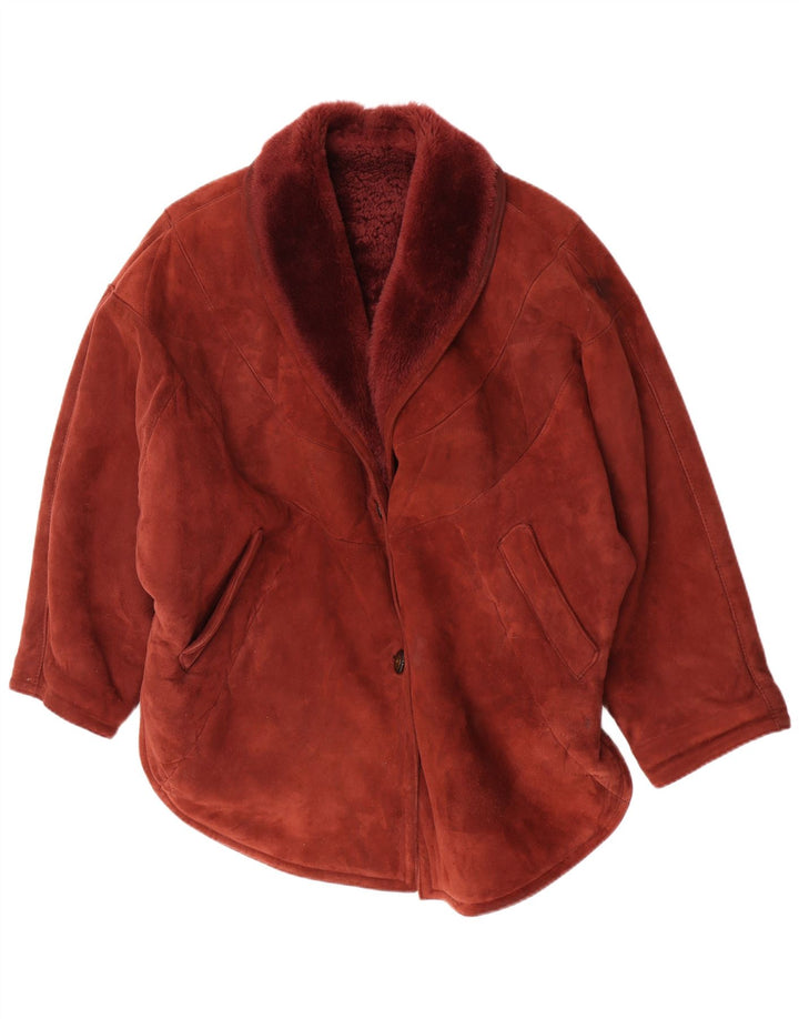 veste en peau de mouton femme vintage IT 42 Shearling bordeaux moyen