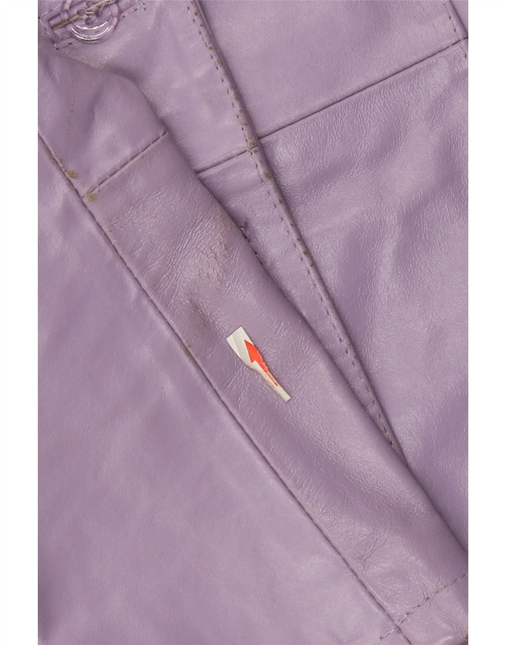 veste en cuir femme vintage UK 14 Grand Violet
