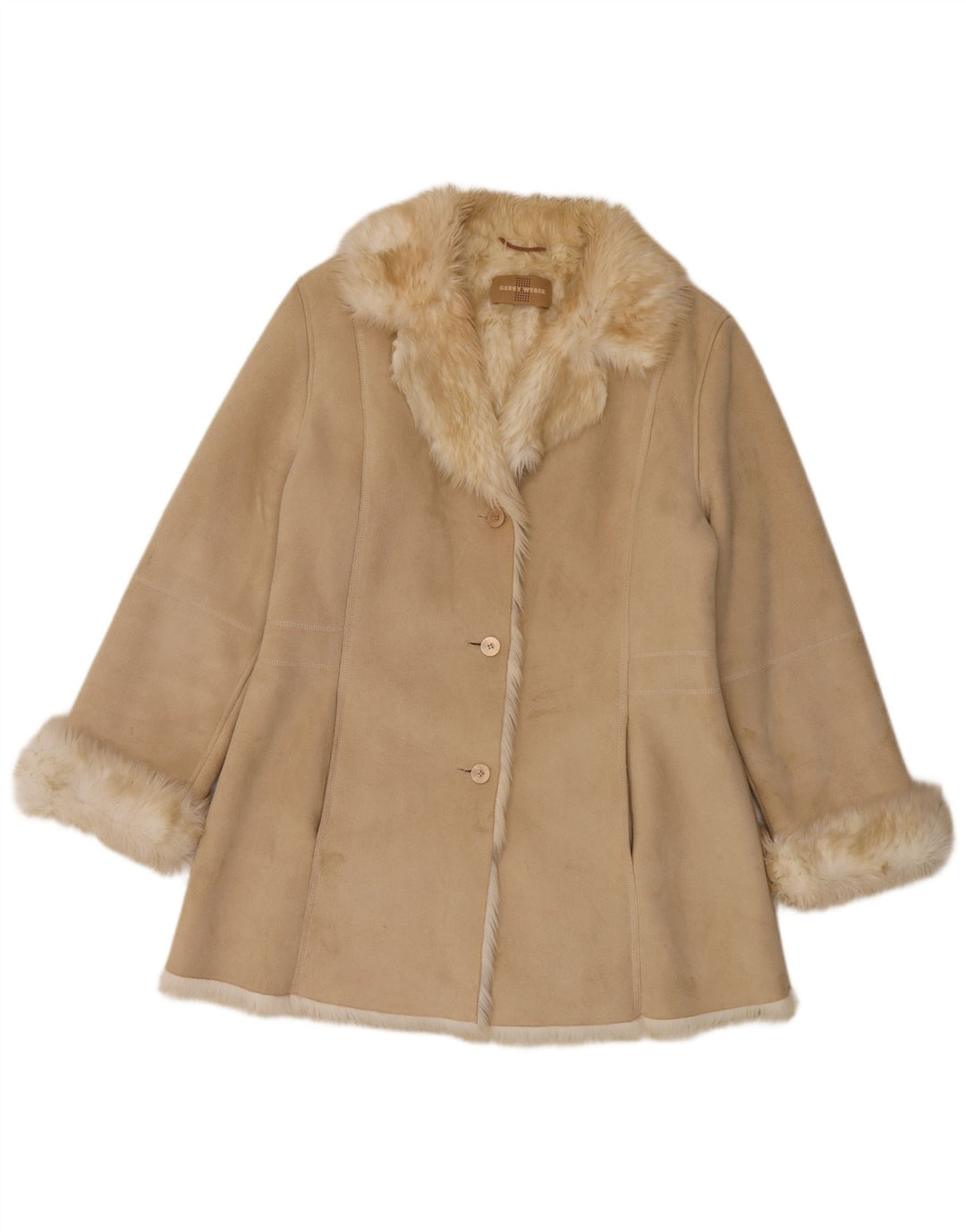 Gerry Weber Manteau Sherpa surdimensionné pour femme UK 12 Polyester beige moyen