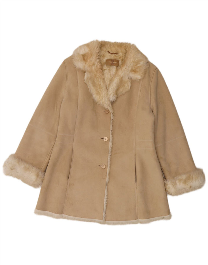 Gerry Weber Manteau Sherpa surdimensionné pour femme UK 12 Polyester beige moyen