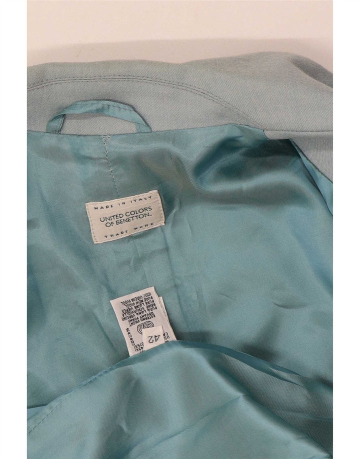 Benetton Veste Blazer 2 Boutons Femme IT 42 Laine Bleu Moyen