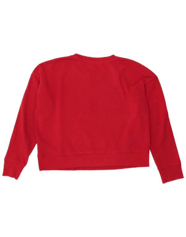 DKNY Sweat-shirt court graphique pour femme UK 14 Grand coton rouge