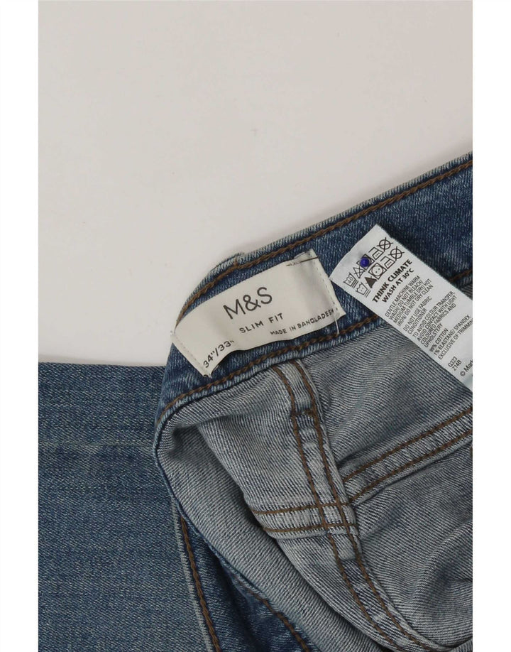 Marks & Spencer Jean Slim Homme W34 L33 Bleu Coton