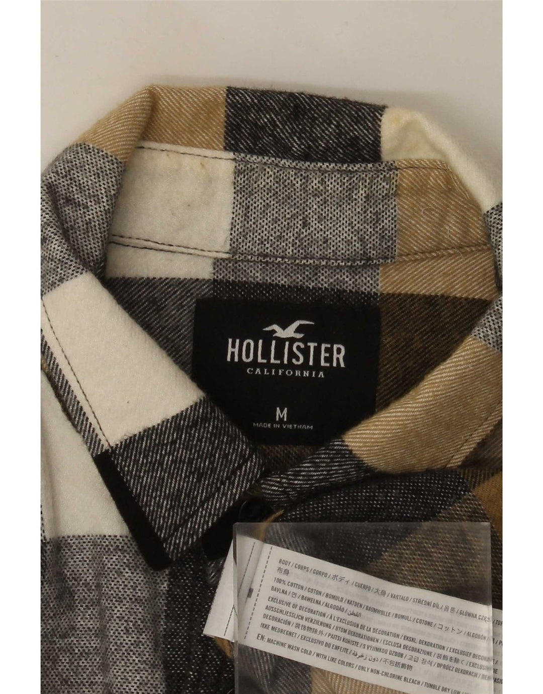 Hollister Chemise en flanelle pour homme en coton à carreaux multicolore moyen