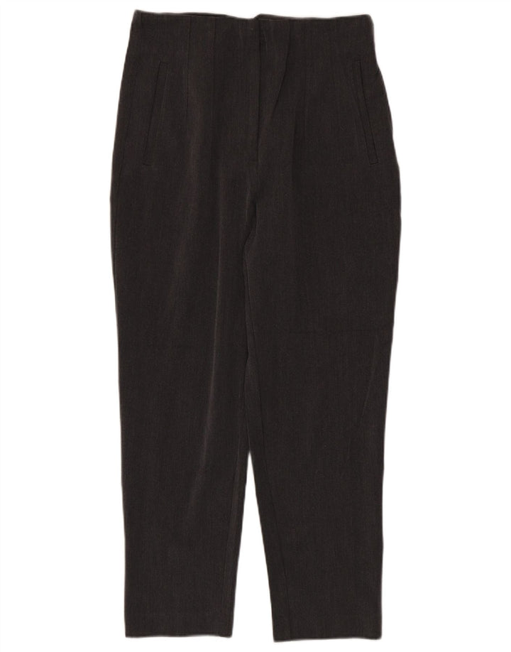 Zara Pantalon de costume court taille haute pour femme Medium W28 L25 Gris Polyester