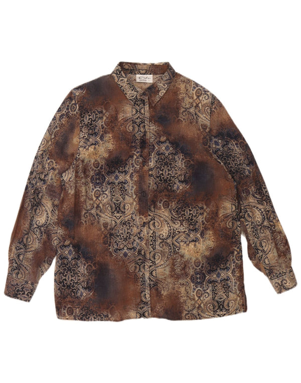 Chemise surdimensionnée femme vintage IT 44 Medium Brown Paisley Tencel
