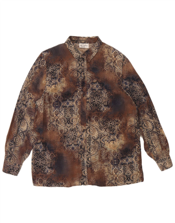 Chemise surdimensionnée femme vintage IT 44 Medium Brown Paisley Tencel