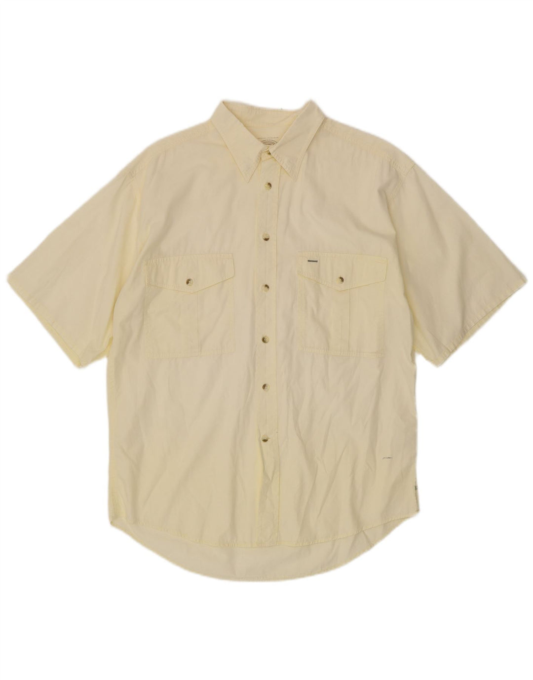 BOSTON Chemise à manches courtes pour hommes Taille 41 16 Grand coton jaune