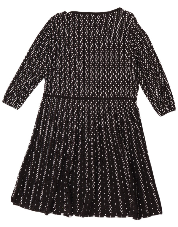 Monsoon Robe pull à manches 3/4 pour femme UK 18 XL Viscose géométrique noire