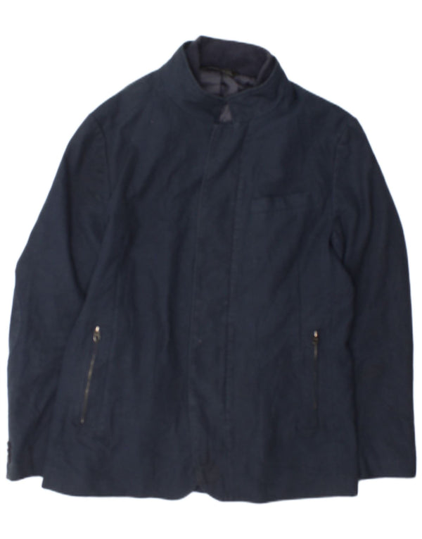 Zara Veste Bomber Homme UK 42 XL Bleu Marine à Carreaux Polyester