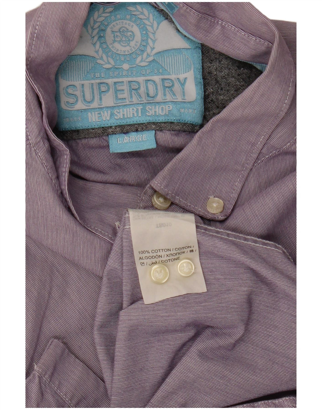 SUPERDRY Chemise Homme Large Violet Fines Rayures Coton
