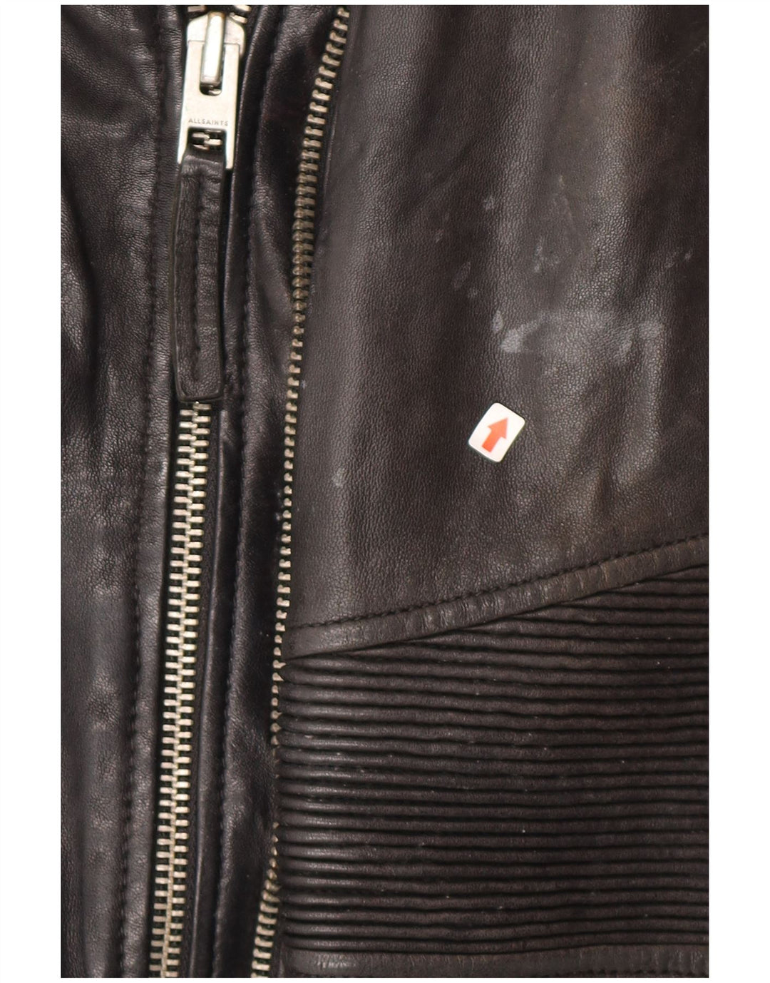 All Saints Veste de motard en cuir pour femme UK 14 Grand cuir noir