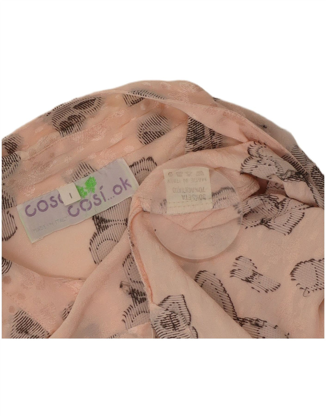 VINTAGE Femme Chemise Graphique Blouse UK 16 Grand Papillon de Soie Rose