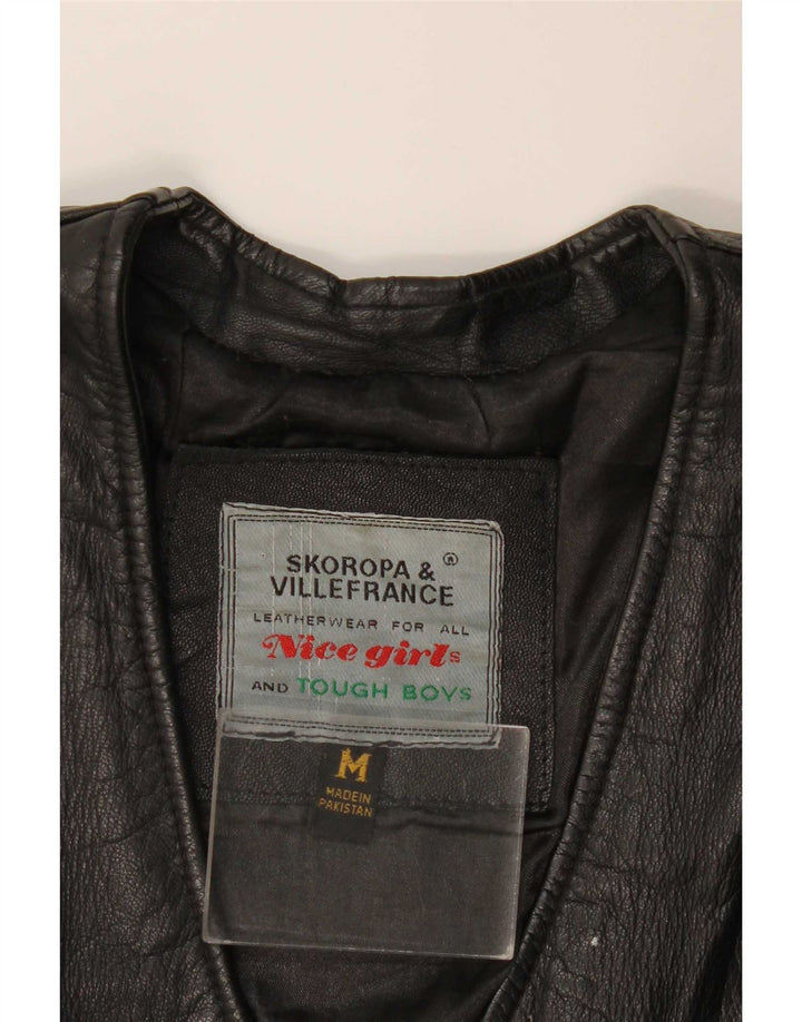 Gilet en cuir femme vintage UK 12 Cuir noir moyen