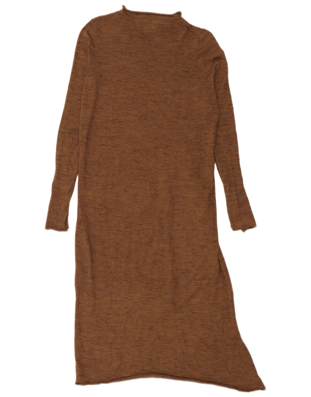 Zara Femme Robe Pull Asymétrique UK 10 Petit Marron Polyester