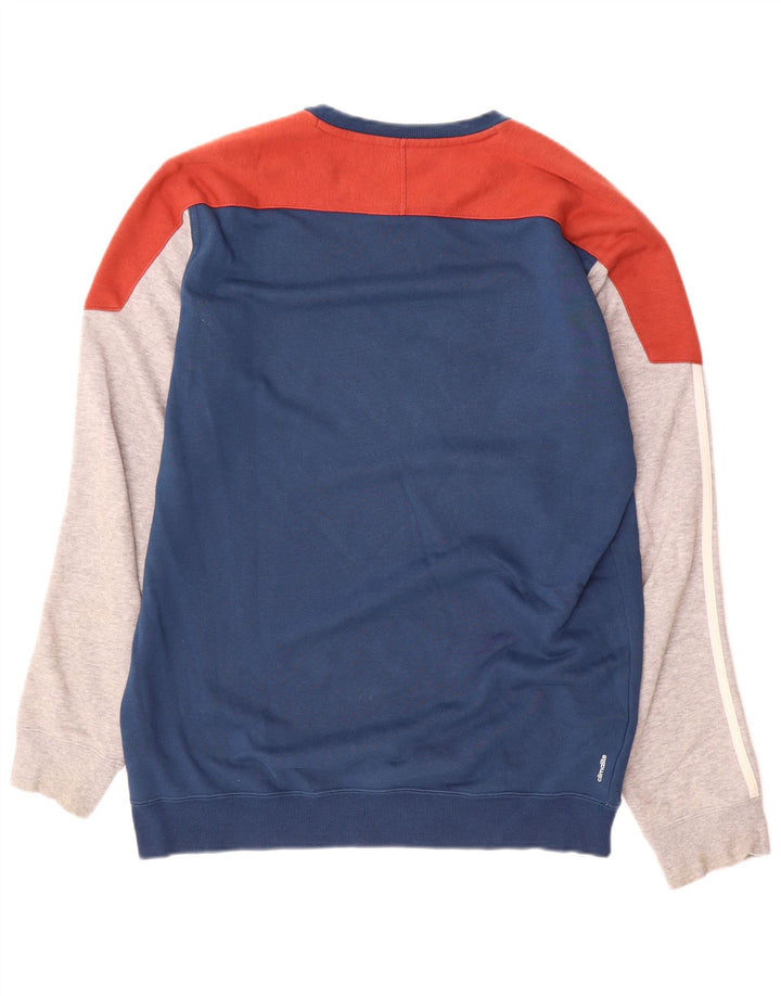 Adidas Sweat-shirt en coton color block bleu marine moyen pour homme