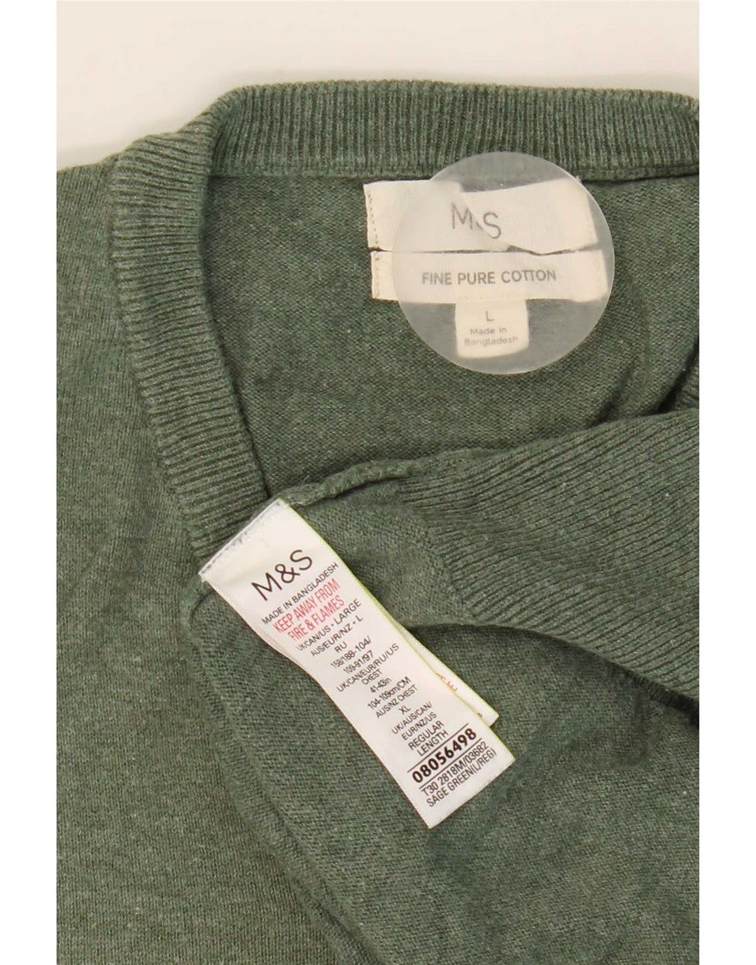 Marks & Spencer Pull col V pour homme en coton vert Taille L