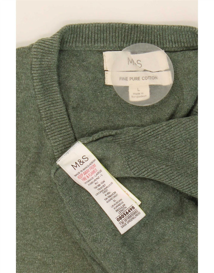Marks & Spencer Pull col V pour homme en coton vert Taille L