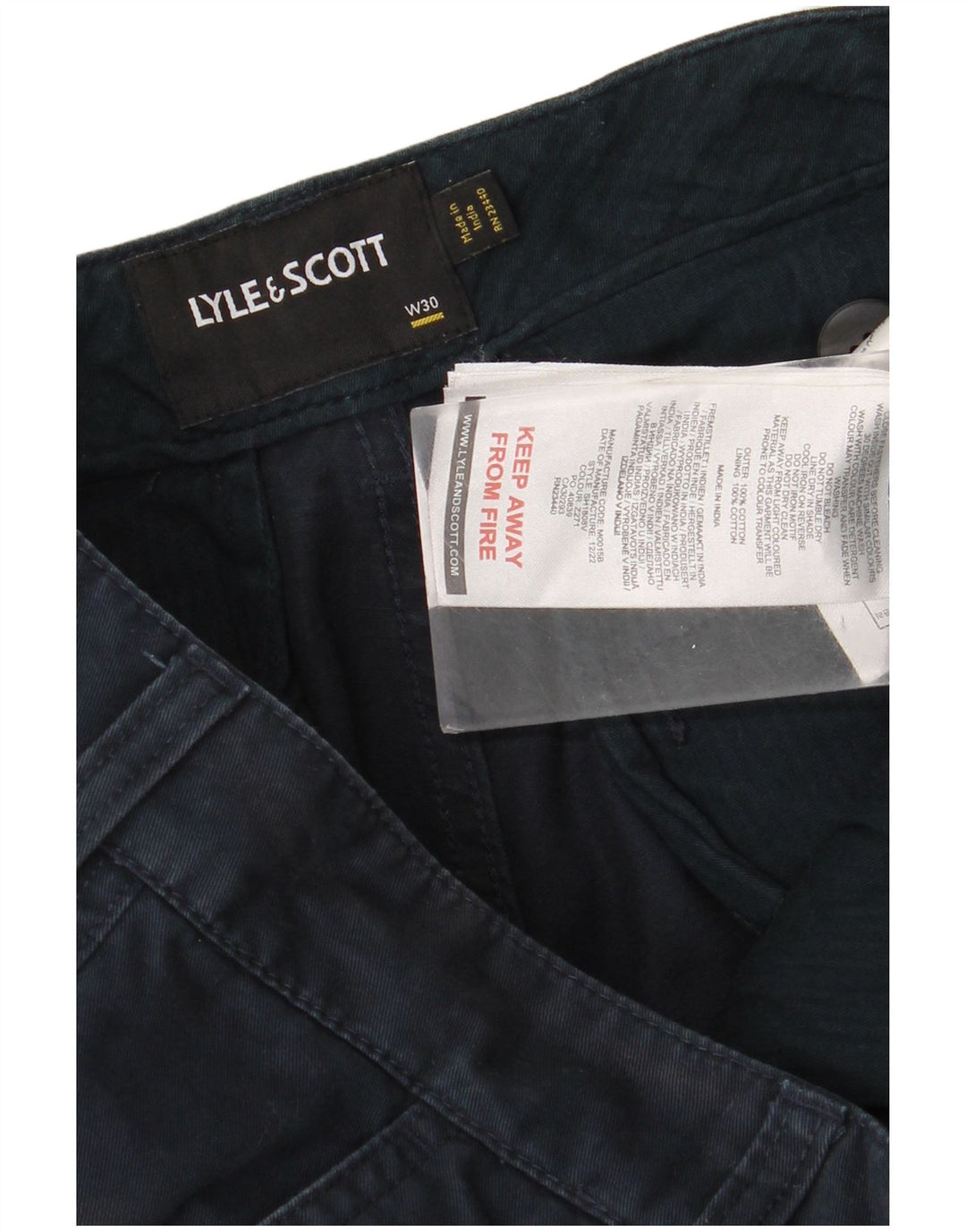 Lyle & Scott Short Cargo W30 Homme Bleu Marine Moyen Coton