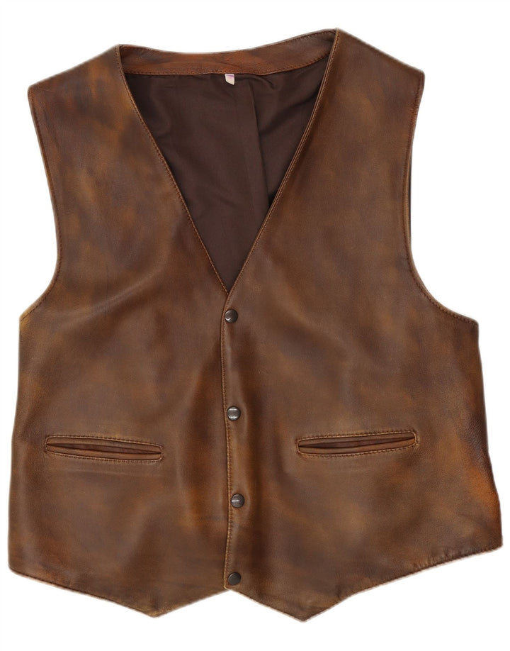 gilet en cuir homme vintage cuir marron moyen