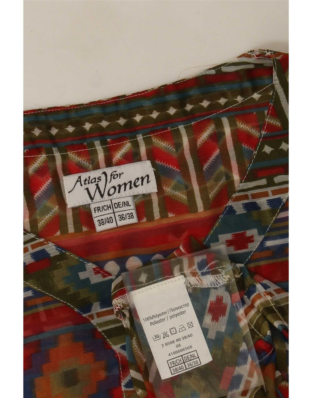 vintage Femme Blouse Top EU 38/40 Moyen Multicolore Géométrique