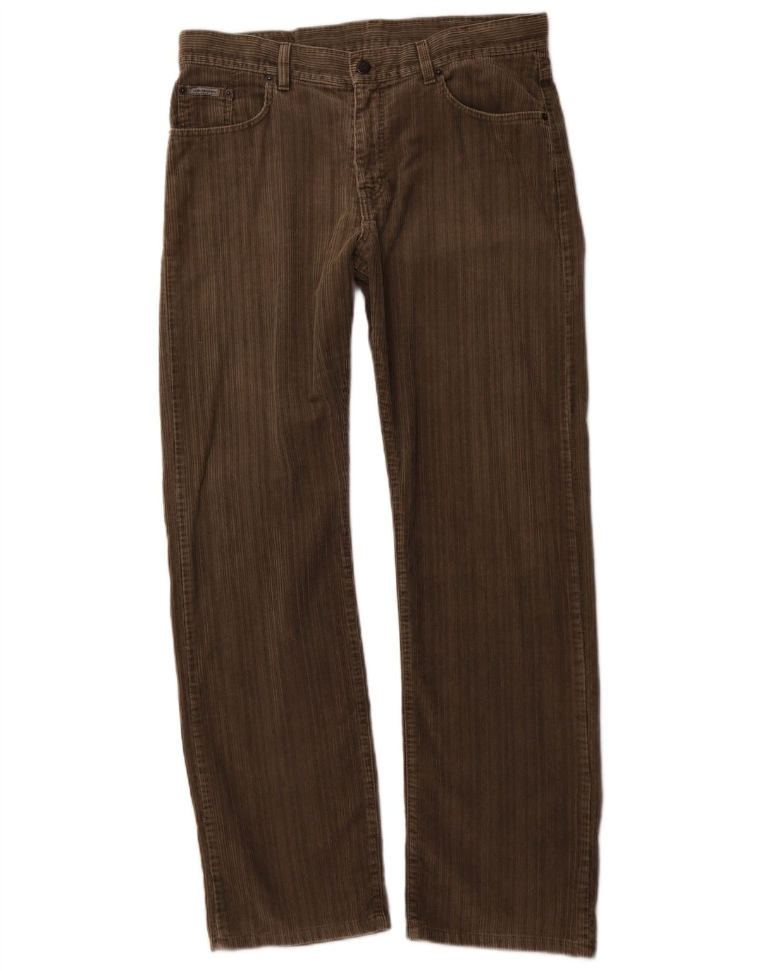 CALVIN KLEIN Pantalon droit en velours côtelé pour homme W33 L32 Marron Coton
