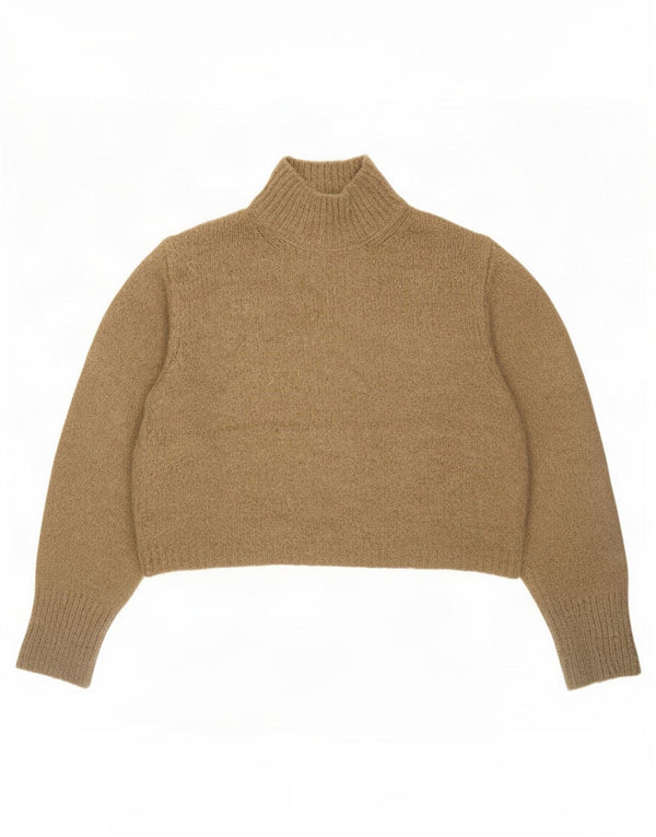 Zara Pull court à col roulé pour femme UK 18 XL Acrylique marron