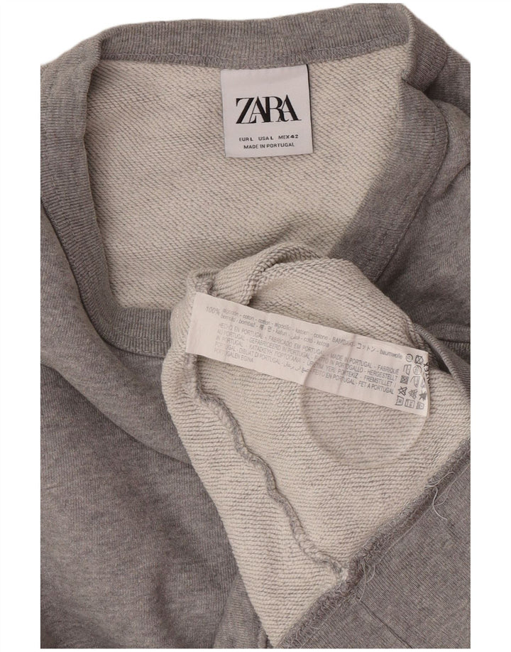Zara Homme Sweatshirt Jumper Large Gris Coton