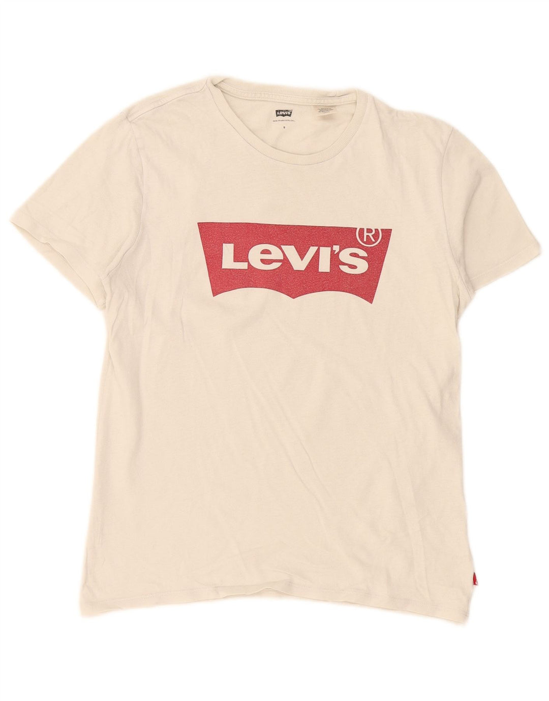 Levi's T-Shirt Graphique Oversize Femme UK 10 Small Blanc