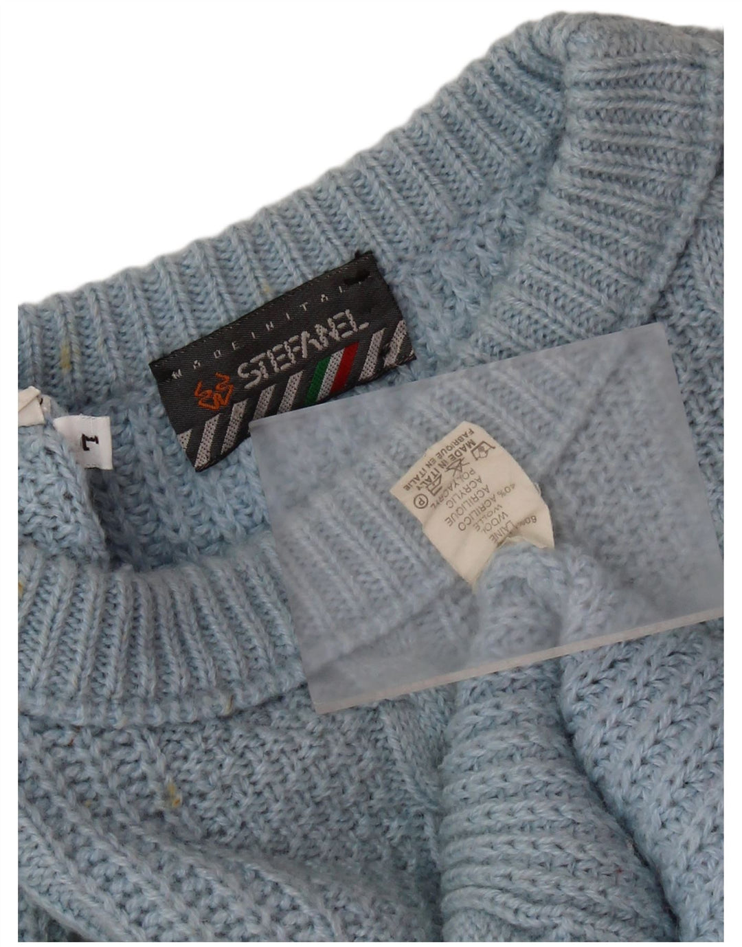 STEFANEL Pull surdimensionné à col rond pour femme UK 16 Grande laine bleue