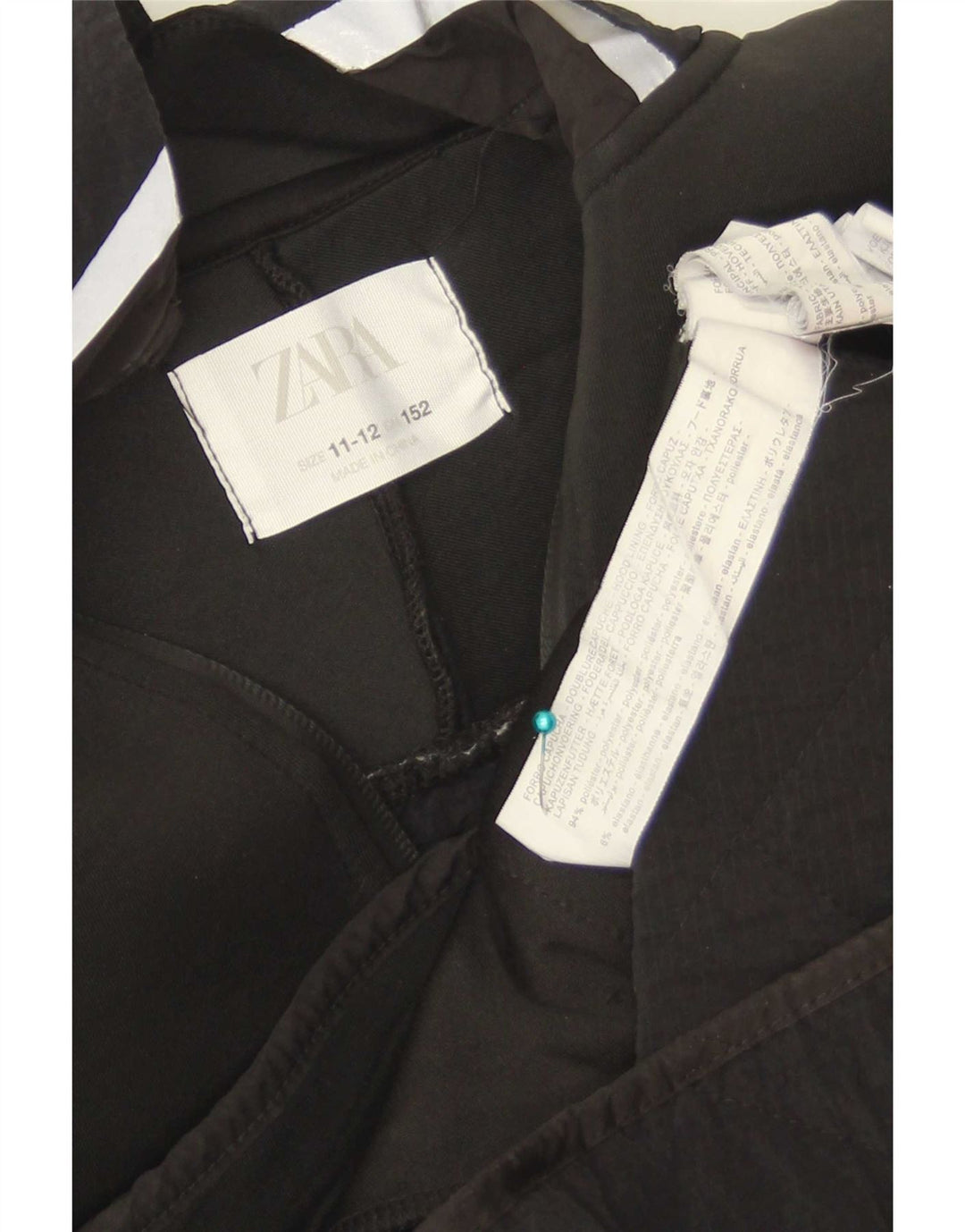 Veste de pluie à capuche Zara garçons 11-12 ans noir polyester