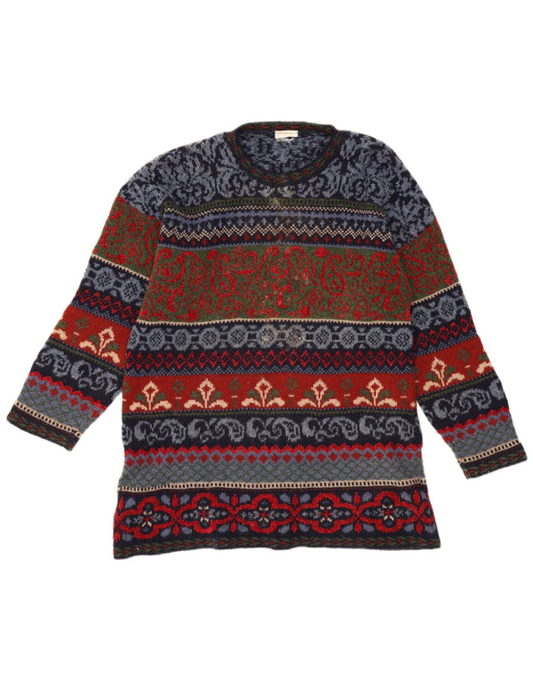 vintage Mens Crew Neck Jumper Pull IT 44 Moyen Multicolore Fair Isle