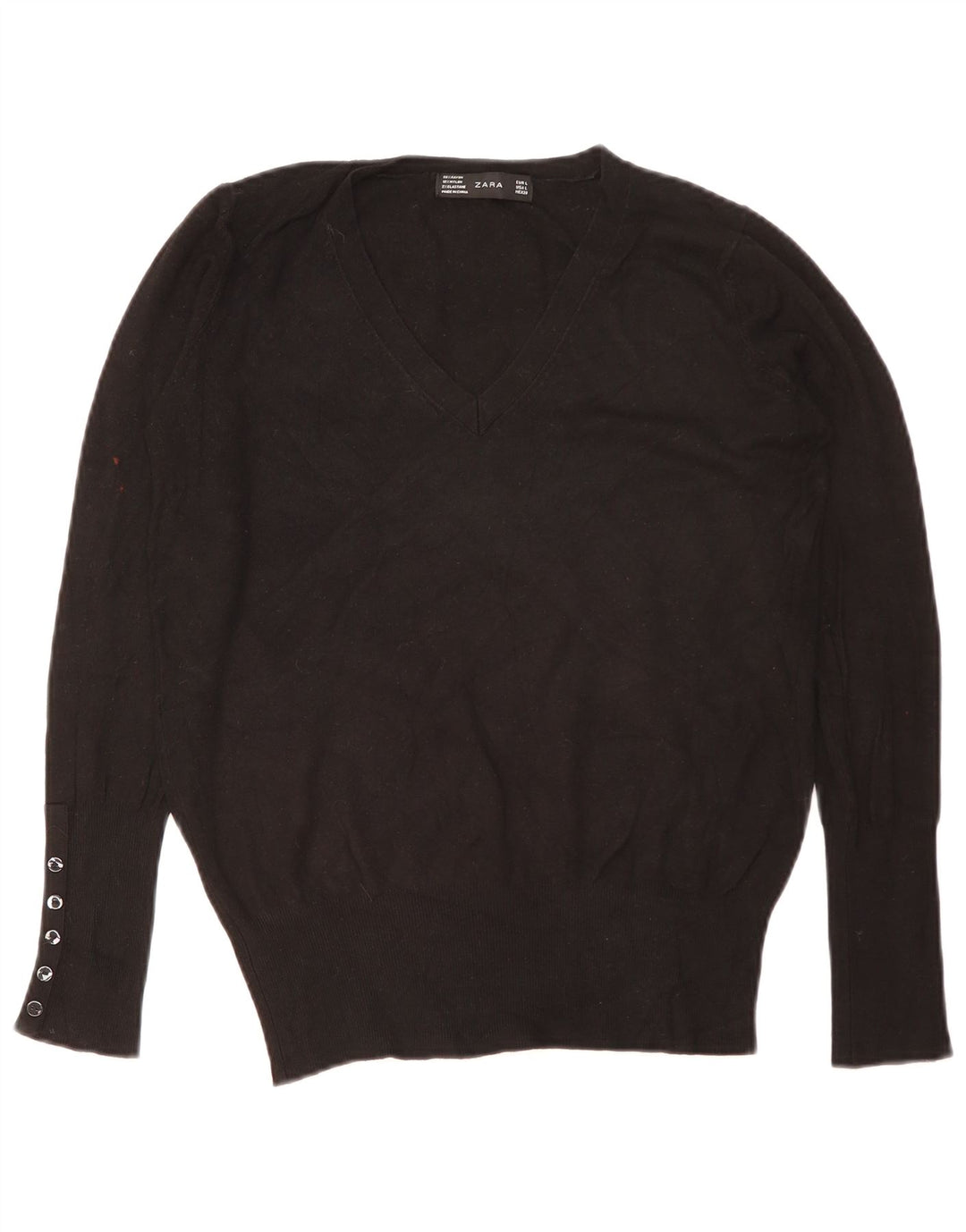 Zara Pull col V pour femme UK 16 Large Noir