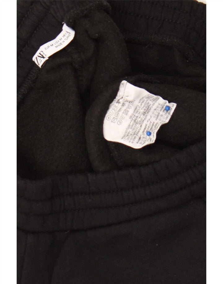 Zara Pantalon de survêtement pour femme UK 12 Coton noir moyen
