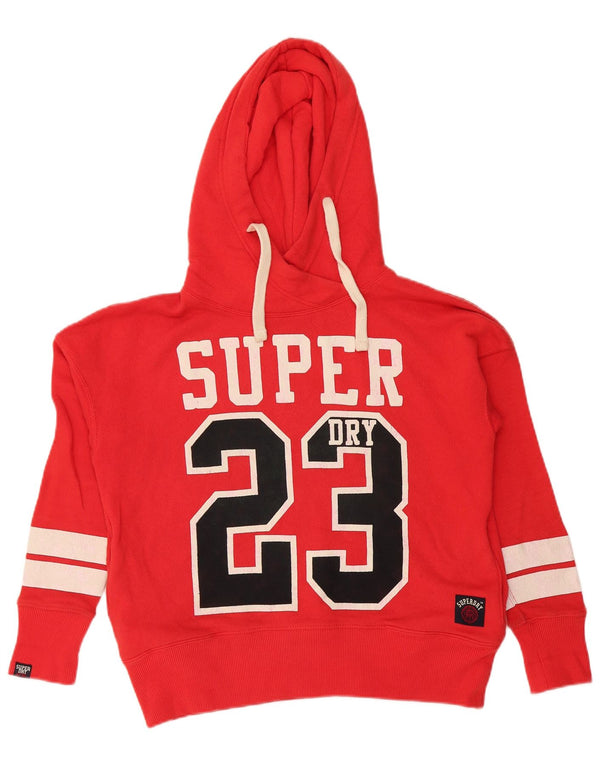 Superdry Pull à capuche surdimensionné graphique pour femme UK 6 XS Rouge Coton