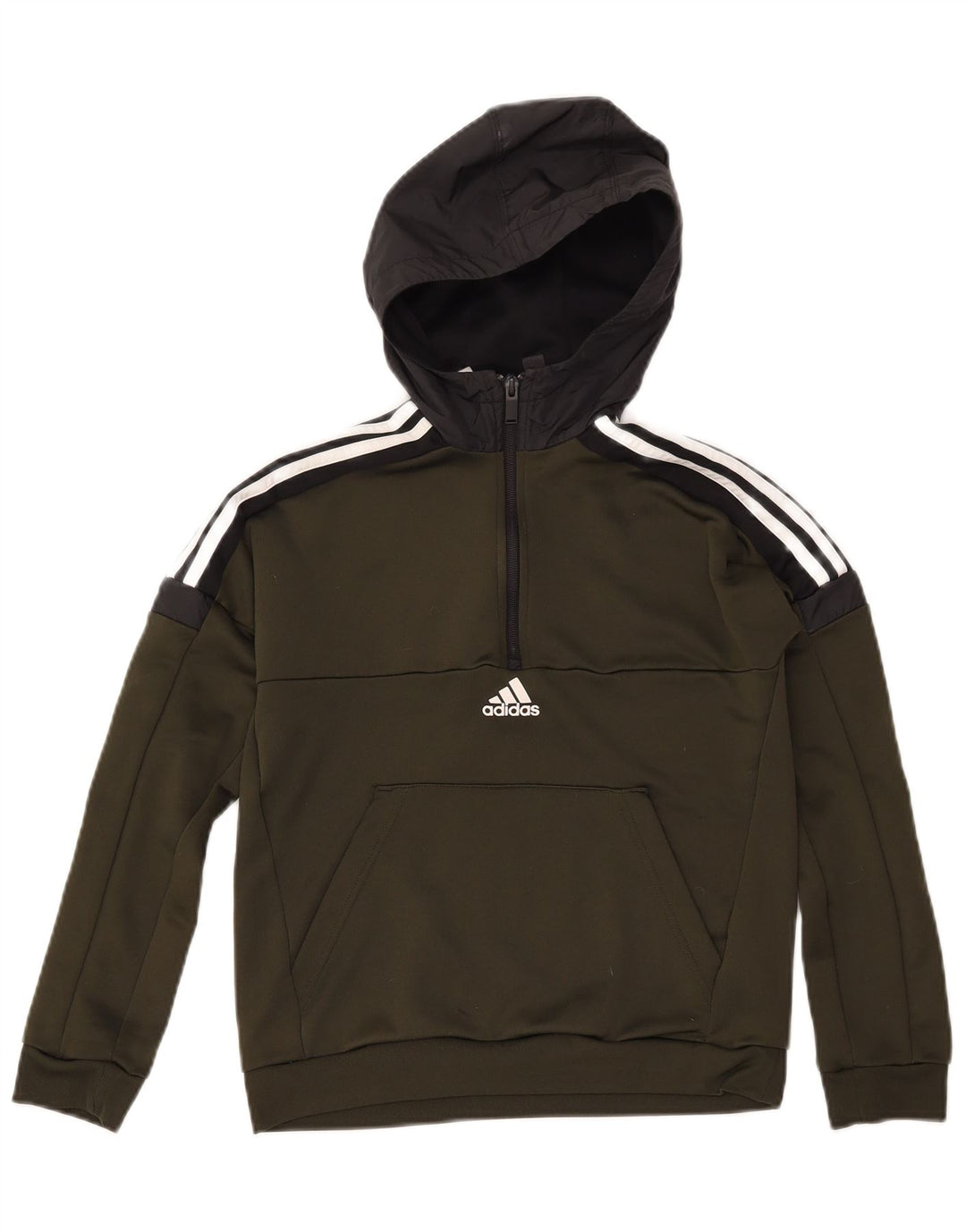 ADIDAS Pull à capuche à col zippé Aeroready pour garçon 11-12 ans Vert Polyester