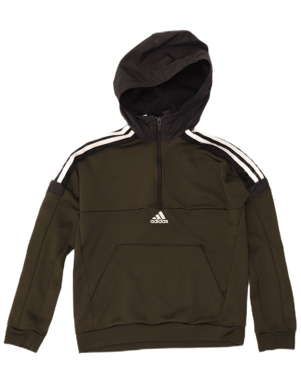 ADIDAS Pull à capuche à col zippé Aeroready pour garçon 11-12 ans Vert Polyester