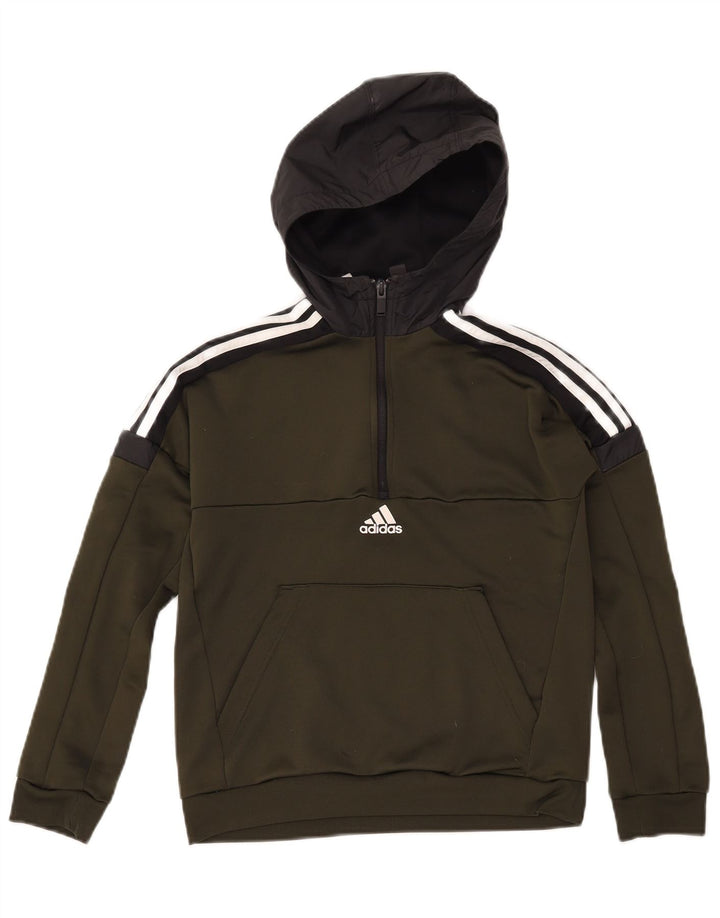 ADIDAS Pull à capuche à col zippé Aeroready pour garçon 11-12 ans Vert Polyester