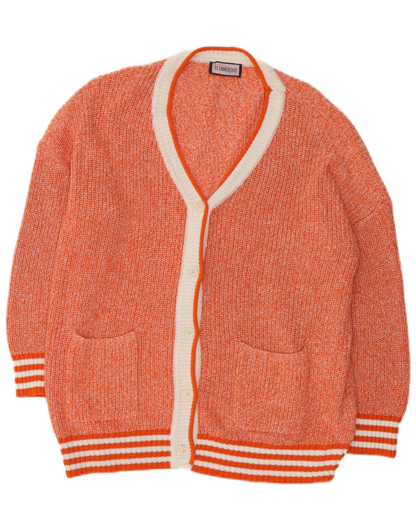 vintage Femme Cardigan Pull UK 20 2XL Orange Moucheté Acrylique