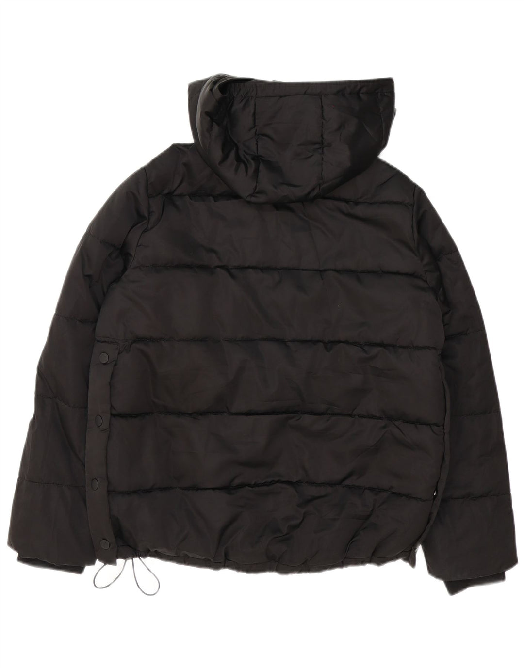 Zara Veste Anorak rembourrée à capuche surdimensionnée pour femme UK 10 Small Noir