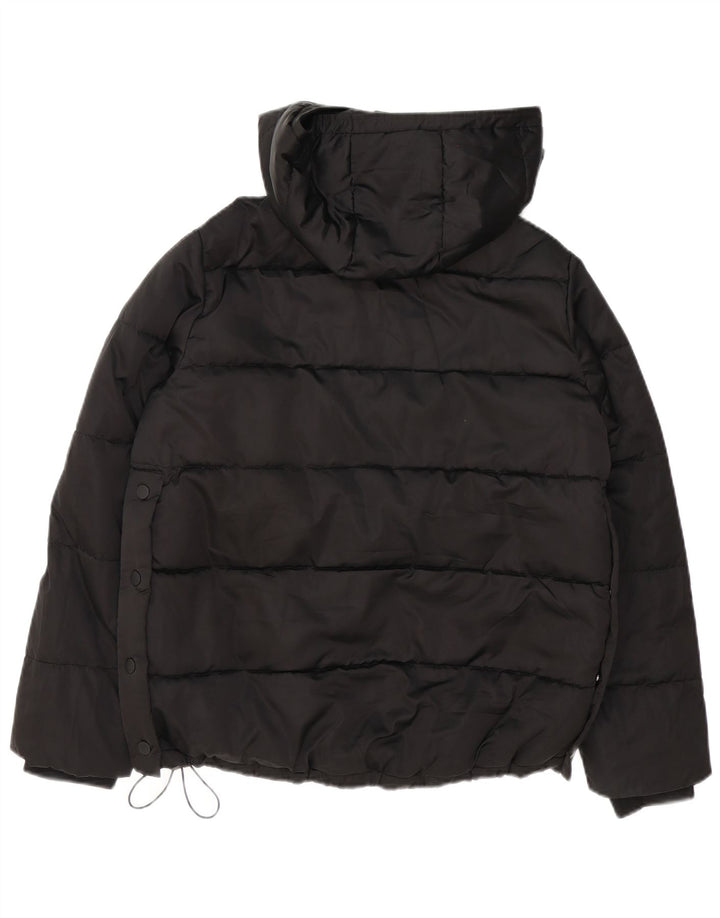 Zara Veste Anorak rembourrée à capuche surdimensionnée pour femme UK 10 Small Noir
