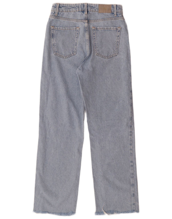 Zara Jean droit taille haute pour femme EU 34 2XS W24 L27 Bleu Coton Classique