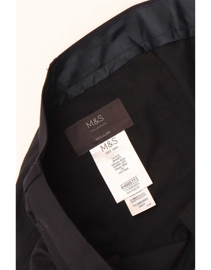 Marks & Spencer Pantalon de Costume Droit Regular Homme W42 L29 Bleu Marine