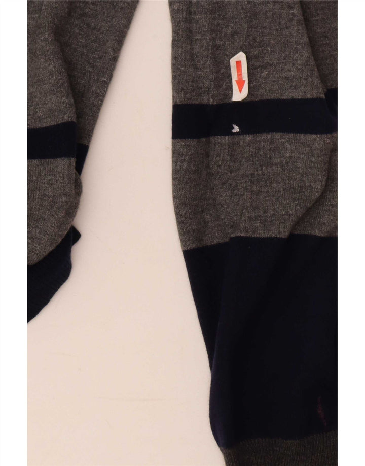 Sun68 Pull col rond pour homme en laine à rayures grises
