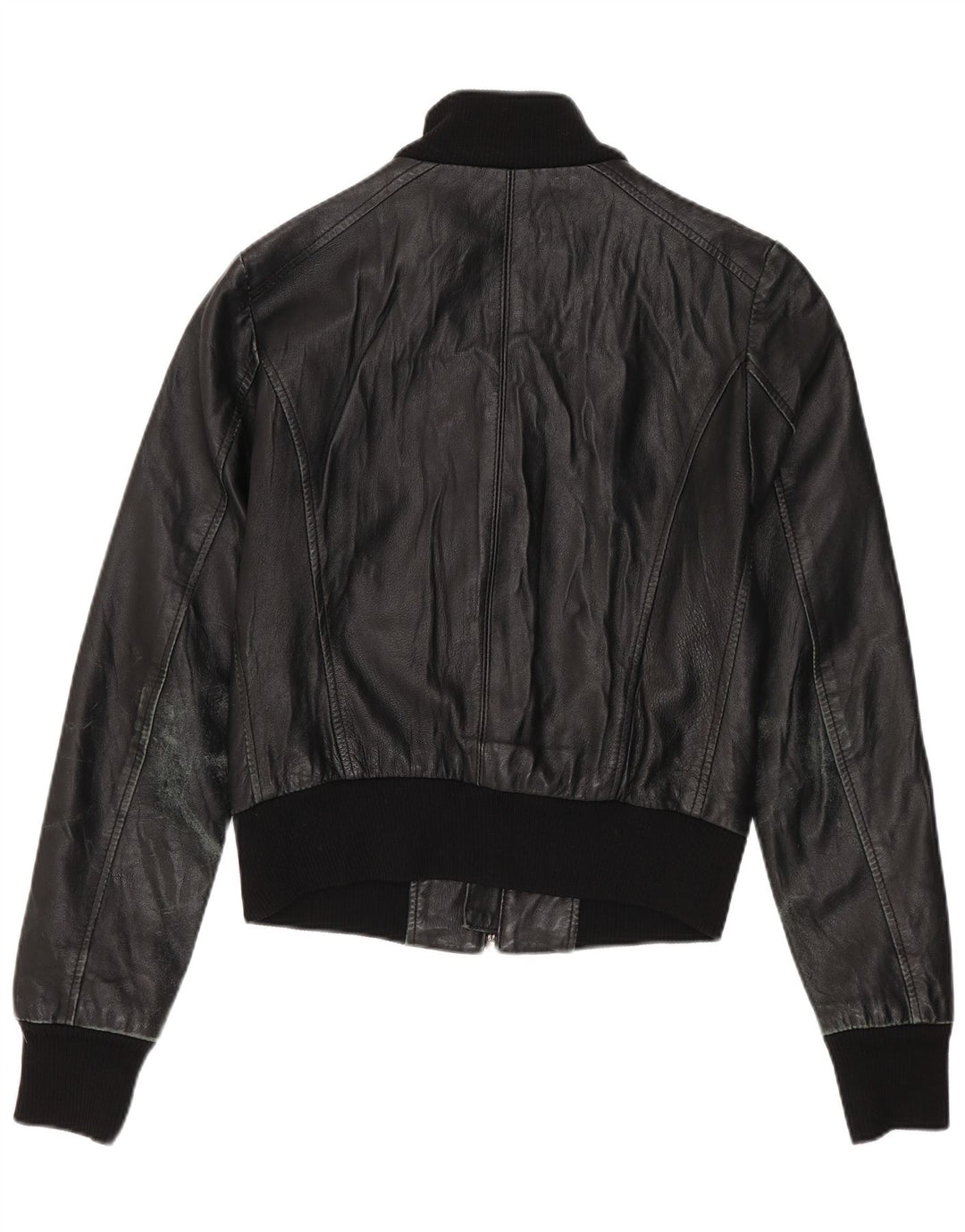 Sasch Veste en cuir courte pour femme UK 12 Noir moyen