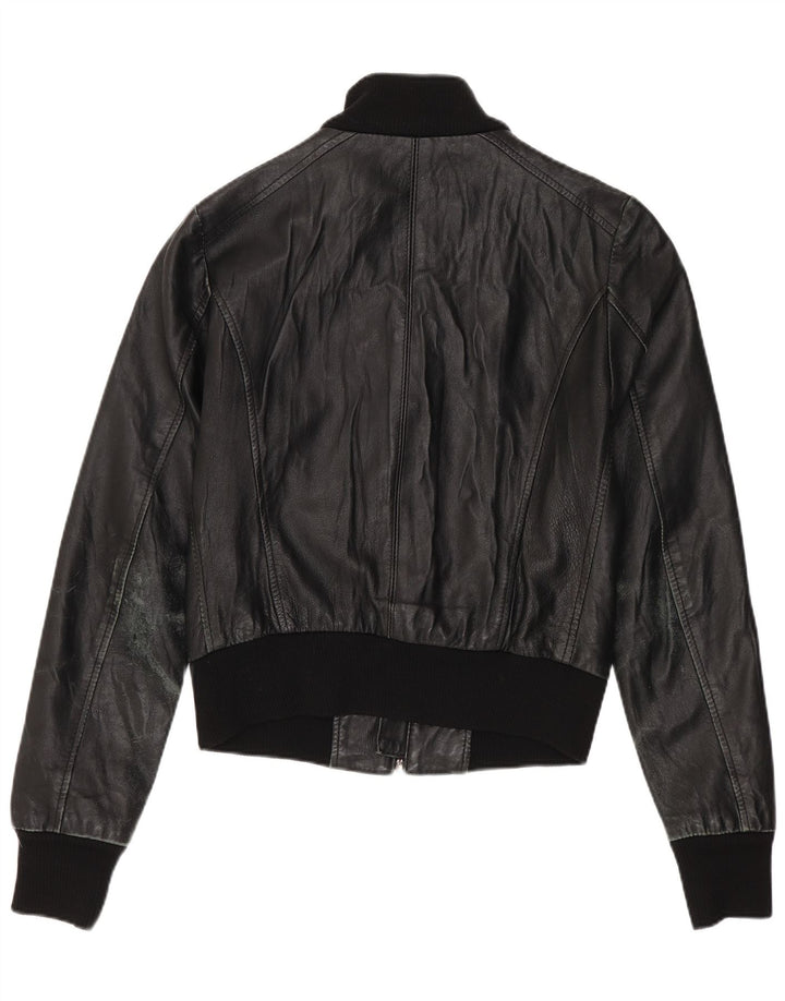 Sasch Veste en cuir courte pour femme UK 12 Noir moyen