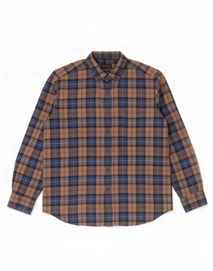 Massimo Dutti Chemise en flanelle pour homme 2XL Marron à carreaux