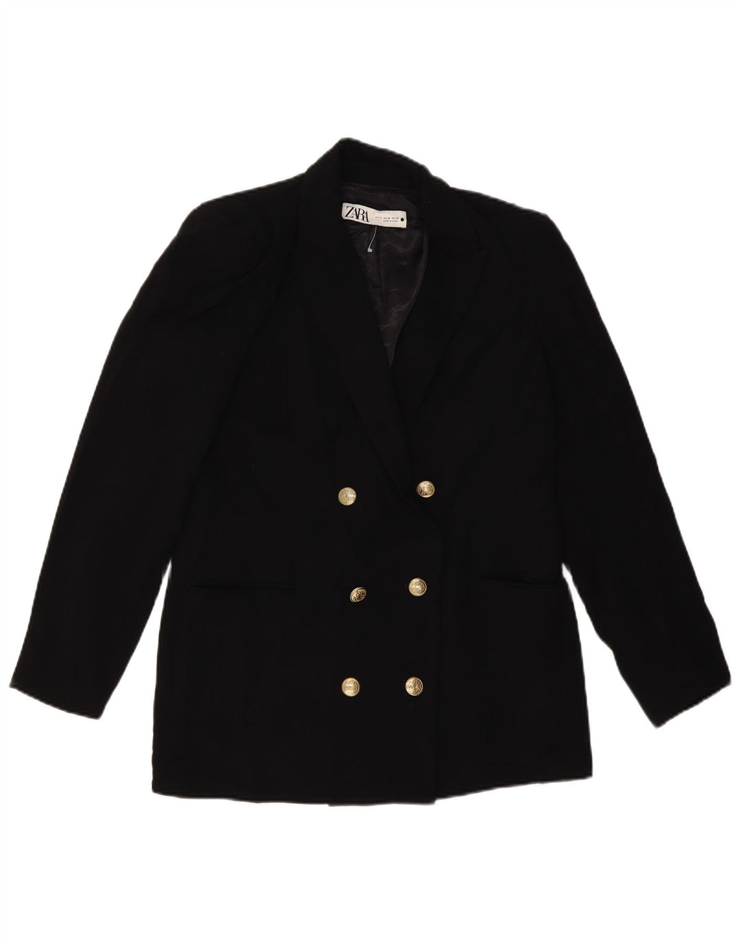 ZARA Femme Veste Blazer Croisée En Polyester Noir Moyen