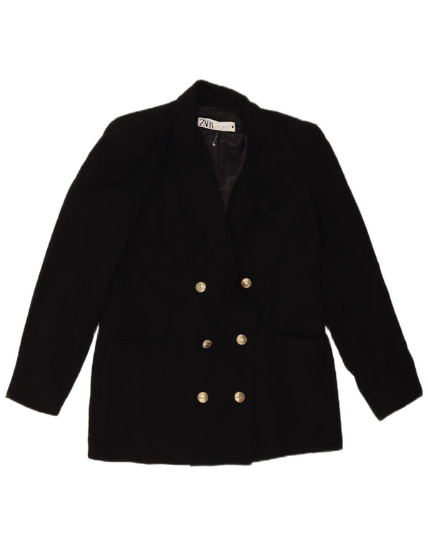 ZARA Femme Veste Blazer Croisée En Polyester Noir Moyen